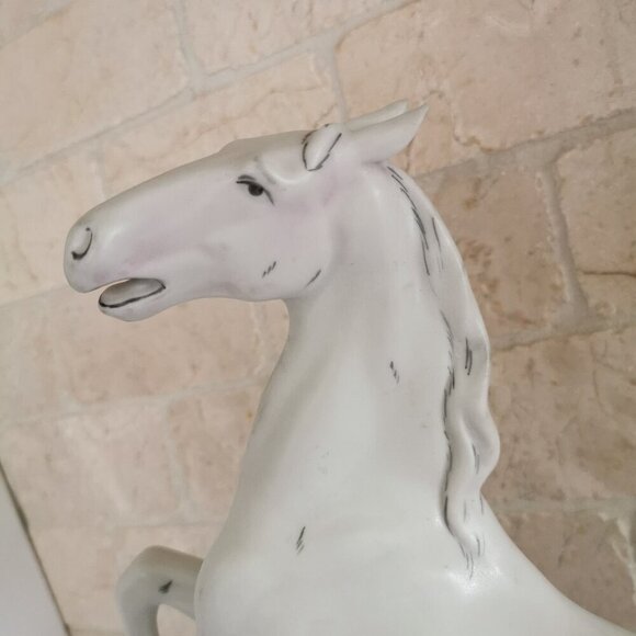 Royal Dux Rearing White Horse Cobalt Blue Base Matte Porcelain Czech Bohemia - Picture 2 of 15